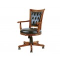 Luxusní rustikální kancelářská židle Emociones z kvalitního masivního dřeva s čalouněním z černé ekokůže s dekorativními druky