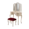 Barokní oválný toaletní stolek Clasica se zrcadlem a třemi šuplíky s vyřezávaným zdobením 93cm