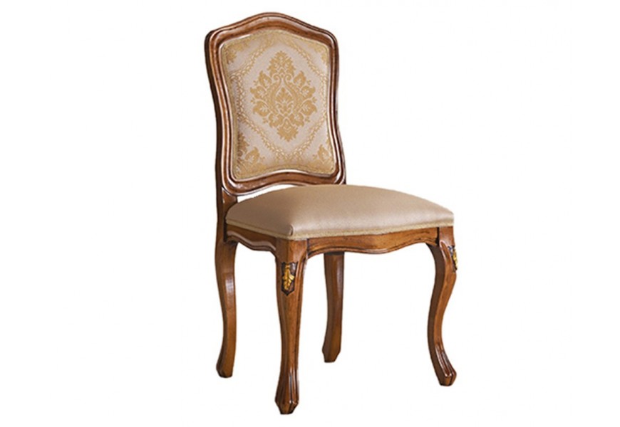 Luxusní klasická čalouněná jídelní židle Clasica z dřevěného masivu s vyřezávanou výzdobou 100cm
