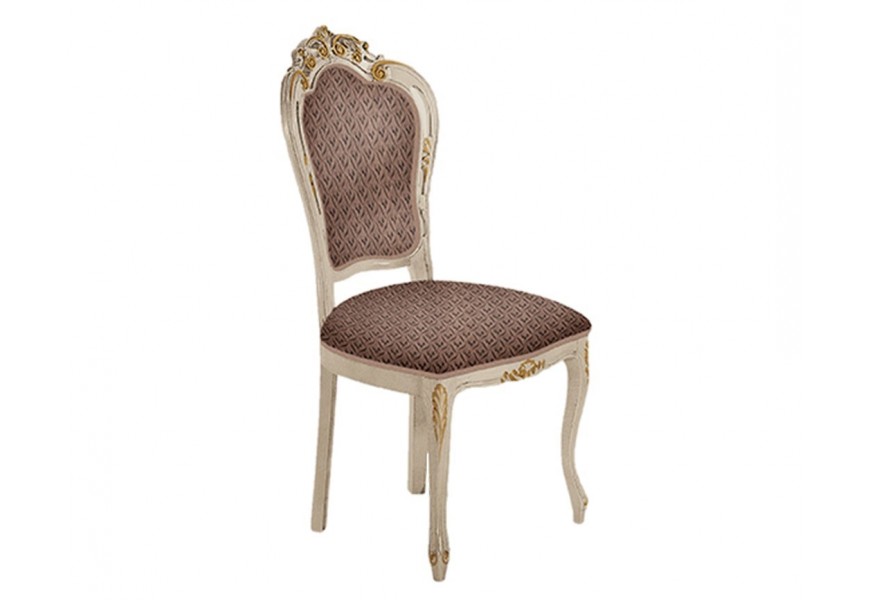 Exkluzivní čalouněná jídelní židle Clásica v rustikálním stylu s vyřezávanými nožičkami z masivního dřeva