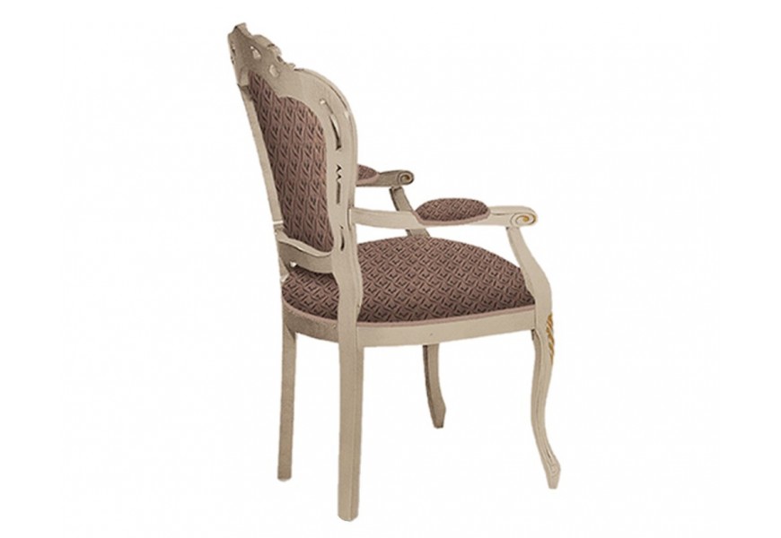 Klasická luxusní čalouněná jídelní židle Clasica z masivního dřeva s rustikálním zdobením 103cm