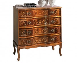 Rustikální luxusní komoda Clasica z masivního dřeva se čtyřmi šuplíky s ornamentálním zdobením 106cm
