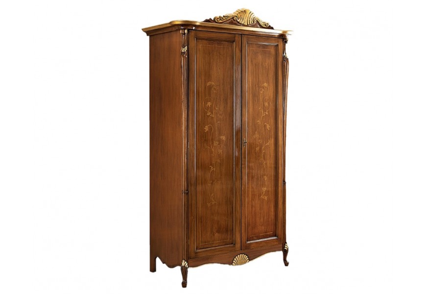 Klasická luxusní šatní skříň Pasiones z masivního dřeva s ornamentální intarzií 231cm