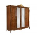 Luxusní rustikální šatní skříň Pasiones z masivního dřeva hnědé barvy s dvířky a zrcadlem