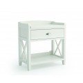 Designový noční stolek Verona z masivu bílé barvy s odkládacím prostorem a šuplíkem