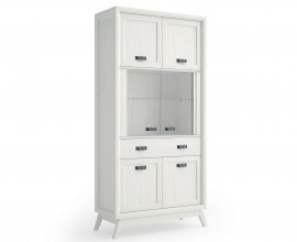 Luxusn&iacute; modern&iacute; masivn&iacute; vitr&iacute;na Rodas se dvěma skleněn&yacute;mi a čtyřmi dřevěn&yacute;mi dv&iacute;řky se z&aacute;suvkou 201 cm