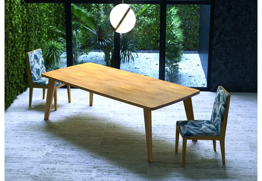 Exkluzivní obdélníkový jídelní stůl Rodas se šikmými nožičkami z kvalitního dřevěného masivu