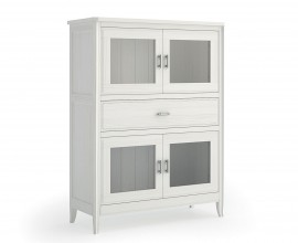 Luxusn&iacute; designov&aacute; vitr&iacute;na z masivu Genova v modern&iacute;m stylu s prosklen&yacute;mi dv&iacute;řky a středovou z&aacute;suvkou 140cm