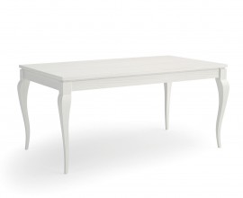 Luxusn&iacute; masivn&iacute; provens&aacute;lsk&yacute; b&iacute;l&yacute; j&iacute;deln&iacute; stůl Mediterr&aacute;neo s obd&eacute;ln&iacute;kovou rozkl&aacute;dac&iacute; vrchn&iacute; deskou se čtyřmi nožičkami kabriolov&eacute;ho tvaru s dvojit&yacute;m zakřiven&iacute;m