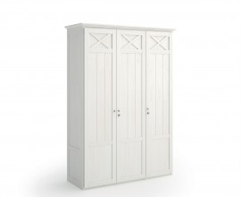 Klasická moderní vysoká šatní skříň Amberes s tříkřídlými dveřmi z borovicového masivu 240cm