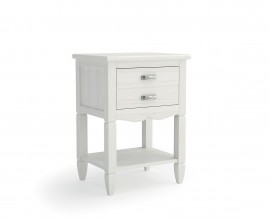 Luxusn&iacute; venkovsk&yacute; masivn&iacute; nočn&iacute; stolek Amberes se dvěma &scaron;upl&iacute;ky a polic&iacute; s vyřez&aacute;van&yacute;m zdoben&iacute;m 69 cm