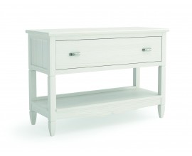 Luxusn&iacute; venkovsk&yacute; konzolov&yacute; stolek Amberes z masivn&iacute;ho dřeva s polic&iacute; a &scaron;upl&iacute;kem s vyřez&aacute;van&yacute;m zdoben&iacute;m 108 cm