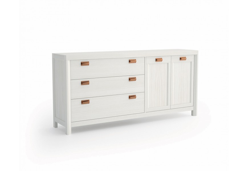 Moderní příborník Lyon v luxusním masivním provedení s párem dvířek a třemi šuplíky