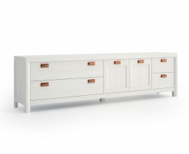 Masivn&iacute; designov&yacute; TV stolek Lyon v modern&iacute;m stylu se &scaron;upl&iacute;ky a dv&iacute;řky 231cm