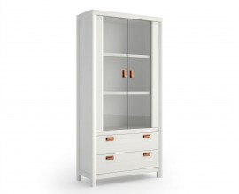 Luxusn&iacute; modern&iacute; prosklen&aacute; vitr&iacute;na Lyon z masivn&iacute;ho dřeva se dvěma &scaron;upl&iacute;ky