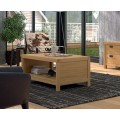 Luxusní designový konferenční stolek Lyon z masivního dřeva s poličkou obdélníkový