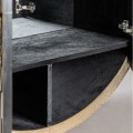 Exkluzivní art-deco barová skříňka Caderina kruhového tvaru se dvěma dvířky s černo-bílým geometrickým designem 160cm