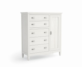 Luxusn&iacute; modern&iacute; masivn&iacute; komoda Amberes s pěti &scaron;upl&iacute;ky a jednodv&eacute;řovou skř&iacute;ňkou 123 cm