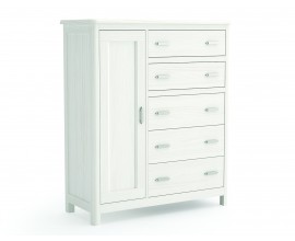 Luxusn&iacute; modern&iacute; masivn&iacute; komoda Cerdena s jedněmi dv&iacute;řky a pěti z&aacute;suvkami na nožičk&aacute;ch 121 cm