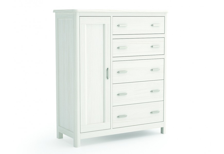 Luxusn&iacute; modern&iacute; masivn&iacute; komoda Cerdena s jedněmi dv&iacute;řky a pěti z&aacute;suvkami na nožičk&aacute;ch 121 cm