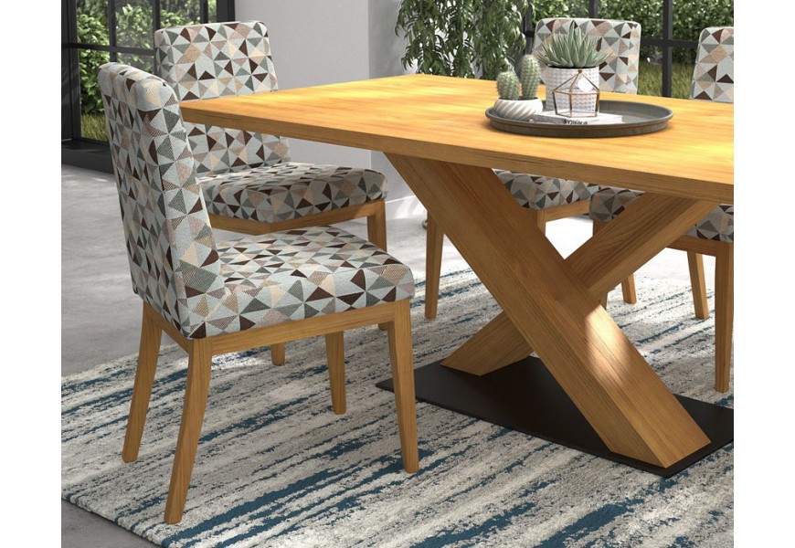 Designová jídelní židle Donna s masivní konstrukcí a čalouněným opěradlem