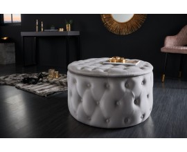 Stylová taburetka Modern Barock v moderním Chesterfield provedení v šedé barvě
