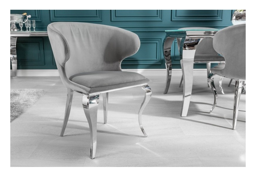 Luxusní židle Modern Barock II sametová šedá 79cm