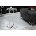 Art-deco stříbrný kulatý příruční stolek Noble s mramorovou povrchovou deskou a kovovou konstrukcí 35cm