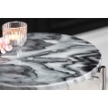 Art-deco stříbrný kulatý příruční stolek Noble s mramorovou povrchovou deskou a kovovou konstrukcí 35cm