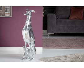 Luxusní moderní dekorační soška psa stříbrná