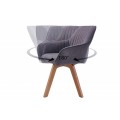 Moderní otočná jídelní židle Caballet s šedým potahem z mikrovlákna a masivními nohama 60cm