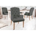 Designová jídelní židle Valentino ve skandinávském stylu s šedým prošívaným potahem a dřevěnýma nohama