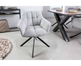 Designová otočná jídelní židle Mariposa s černými kovovými nohami a šedým čalouněním 83cm
