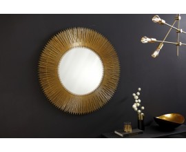 Art-deco kruhové zrcadlo Pariah s kovovým rámem ve tvaru paprsků zlaté barvy 92cm