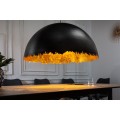 Modern&iacute; z&aacute;věsn&aacute; lampa Elodie s kovov&yacute;m půlkruhov&yacute;m st&iacute;n&iacute;tkem v černo-zlat&eacute; barvě 76cm