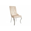 Exkluzivní moderní jídelní židle Glamour se sametovým béžovým čalouněním a stříbrnými chromovými nohami 102cm