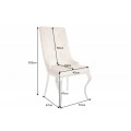 Exkluzivní moderní jídelní židle Glamour se sametovým béžovým čalouněním a stříbrnými chromovými nohami 102cm