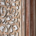 Orientální zástěna Elion ze dřeva v přírodní barvě s ornamentálním vyřezáváním 170cm