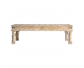 Orientální konferenční stolek do obývacího pokoje Vallexa z masivního teakového dřeva s bohatým ornamentálním vyřezáváním 150cm