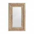 Obdélníkové nástěnné zrcadlo Vallexa v orientálním stylu s vyřezávaným rámem hnědé barvy