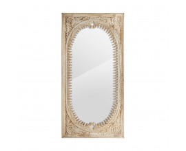 Orientální masivní nástěnné zrcadlo Vallexa z mangového dřeva s vyřezávanými ornamentálními vzory 200cm
