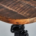 Industriální otočná barová židle Aspen kruhového tvaru z mangového dřeva s černou kovovou konstrukcí 46-70cm 