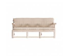 Venkovská stylová sedačka do obývacího pokoje Brodas z masivního dřeva s bavlněným potahem 200cm 