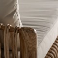 Ratanové designové křeslo Brodas v přírodním stylu z ratanu s bavlněným potahem 70cm