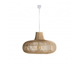Moderní závěsná lampa Brodas se světle hnědým stínítkem z ratanu 52cm