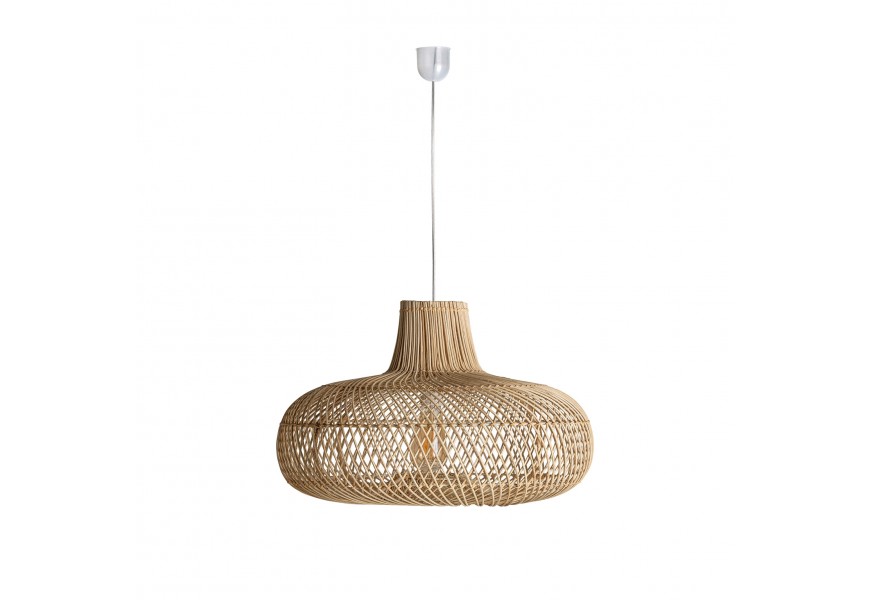 Modern&iacute; z&aacute;věsn&aacute; lampa Brodas se světle hněd&yacute;m st&iacute;n&iacute;tkem z ratanu 52cm