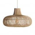 Modern&iacute; z&aacute;věsn&aacute; lampa Brodas se světle hněd&yacute;m st&iacute;n&iacute;tkem z ratanu 52cm