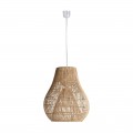 Designová závěsná lampa Brodas s ratanovým stínítkem hnědé barvy ve venkovském stylu