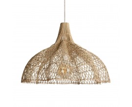 Designová závěsná lampa Brodas ve venkovském stylu se stínítkem z ratanu přírodní hnědé barvy 56cm