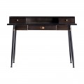Designový industriální psací stůl Islip z kovu černé barvy se starozlatým zdobením, třemi zásuvkami a odkládacím prostorem